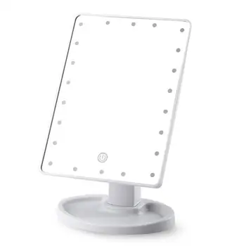 

Led Makeup Mirror With Light Desktop Storage Touch Sensor Mirror 360 Rotating Square Makeup Mirror Makeup