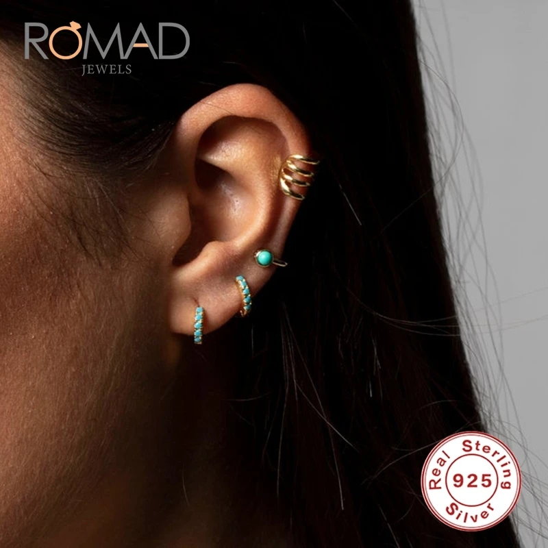 Romad, мода, Серебро S925 пробы, круглые, микро инкрустированные, индивидуальные трендовые серьги для женщин, подарки