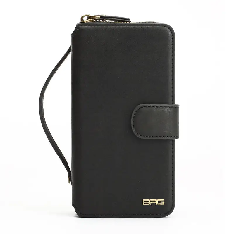 Black BRG многофункциональный кошелек кожаный чехол для samsung S8 S9 S10 NOTE 8 9 note 10 Plus кошелек на молнии чехол для телефона s дамская сумочка - Цвет: Black