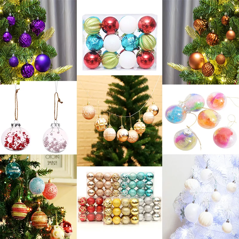 Christmas Tree Decor Ball Bauble Xmas Gift Party Hanging Ball Ornament Pendant for Home Christmas Decorations 1/10/12/24/100pcs
