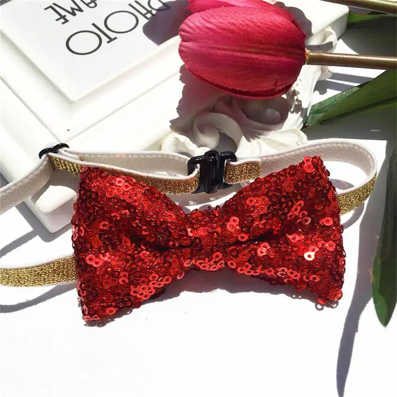 Christmas Cute Pet Bowtie Fashion Adjustable Sequin Dog Bow Tie Pet Collar Tie for Christmas
