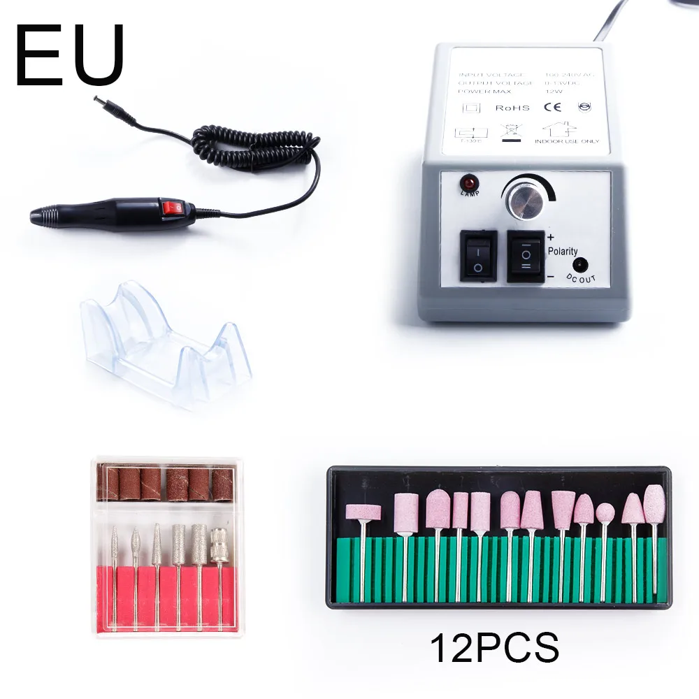Electric Apparatus for Manicure Milling Drill Bit Pedicure Machine Gel Cuticle Remover Grinding Cutters Sanding Bands Nail Files - Цвет: grey EU set