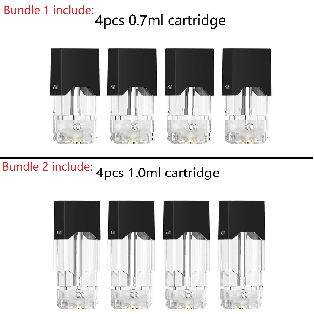 Cartridges Е испаритель сигарет Vape комплект с 4 шт 0,7 мл картриджи распылитель Pod система Стартовые наборы для juul Pods - Цвет: Cartridges