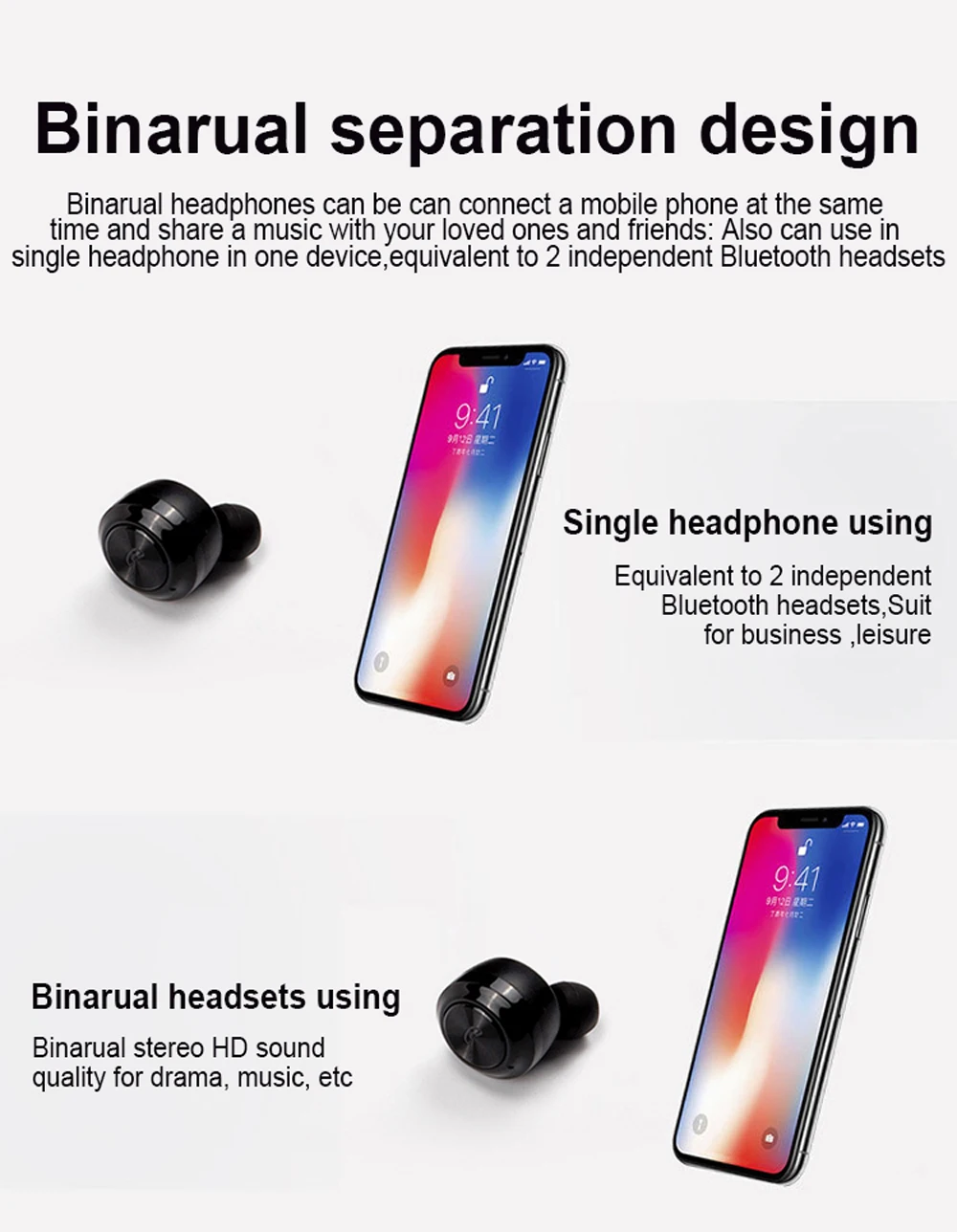 Беспроводные мини-наушники с Bluetooth, 5,0 басов, высокое качество, музыкальные спортивные наушники в ухо, влагостойкие наушники для всех телефонов