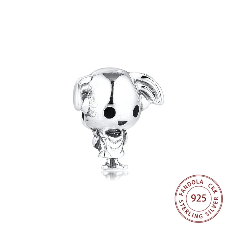 925 пробы, серебряные бусины Dobby the House Elf, подходят к оригинальному браслету, очаровательные серебряные 925 ювелирные изделия berloques kralen