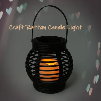 

Craft Rattan Candle Light Waterproof Round Outdoor Solar Candle Lanterns Dual-purpose Courtyard Garden Light Outdoor Street Lamp