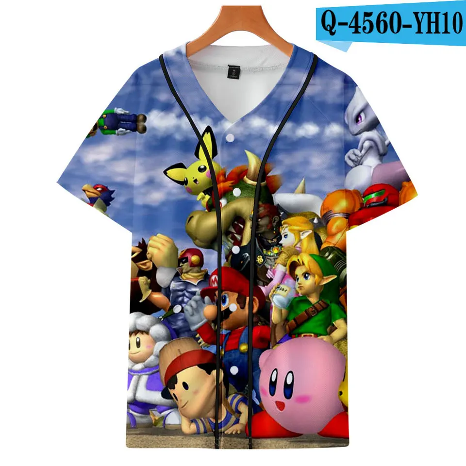 Super Smash Bros. Ultimate 3D дизайн футболка для мужчин и женщин с v-образным вырезом Harajuku аниме Марио футболка Летняя короткая одежда унисекс - Цвет: color5