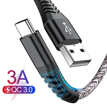 3 А usb type-C кабель для samsung S10 S9 Быстрая зарядка 3,0 кабель USB C Быстрая зарядка для huawei P30 Xiaomi USB-C зарядное устройство провод шнур