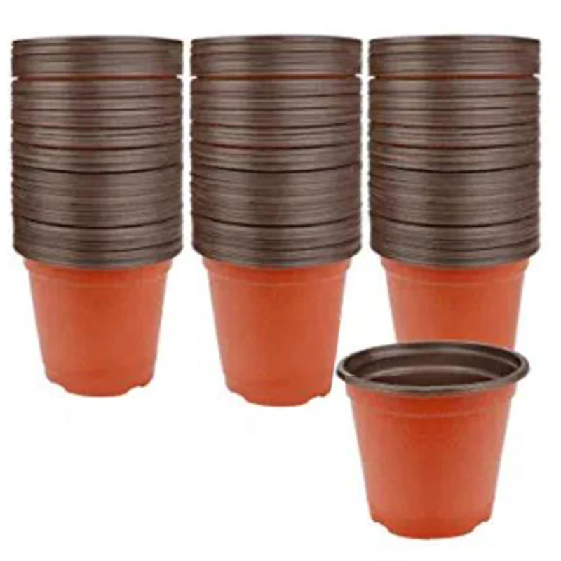 

110Pcs 10 x 9cm Plant Nursery Two-Color Nursery Pots Disposable Plastic Thickened Planting Bracket