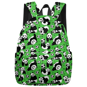 

Panda Background Green Asian Football Game Backpack College Students Laptop Backpack Book Bag Casual School Bag
