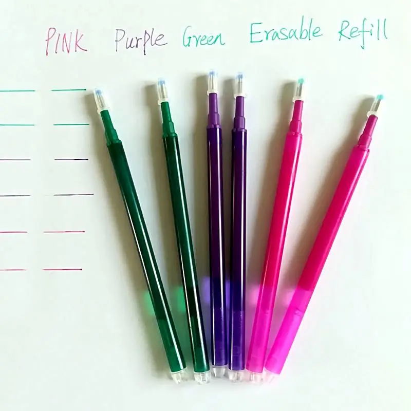 Green Purple Pink 2 Волшебная стираемая ручка, заправка синими чернилами, 0,7 мм, фрикционная ручка, запасная ручка для школы, офиса, канцелярские принадлежности, студенческие канцелярские ручки - Цвет: Green Purple Pink 2