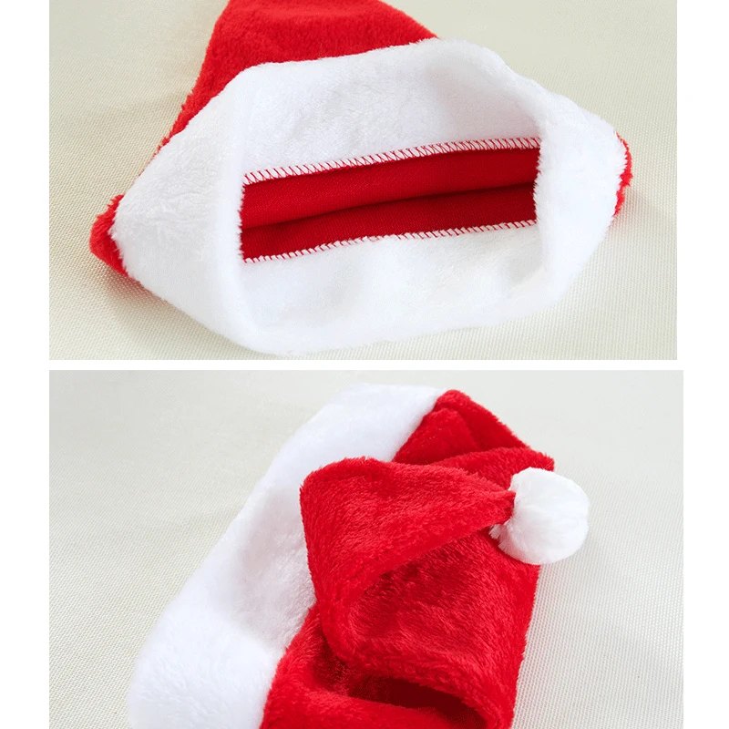 Classic Plush Christmas Hat Xmas Cap Adult Kid Size Santa Hats Red And White Santa Claus Cap Christmas Party Supplies