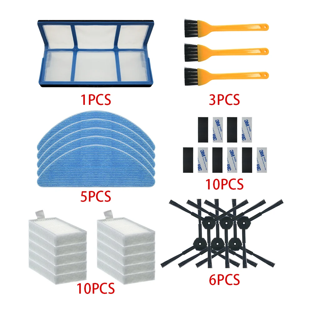 Запчасти для робота-пылесоса iLife v5, v5s, V3, V3s, v5pro pro, V50, V55, x5, v5s pro, в комплекте боковая щетка, основной фильтр, салфетка, Hepa фильтр 6 шт губчатый фильтр hepa для chuwi ilife v55 v50 v5 v5s v3 v3s v50 pro x5