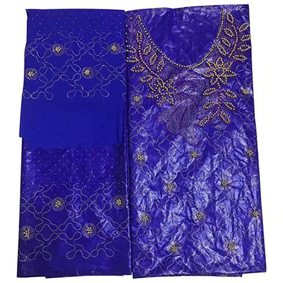 3 в 1 Африканский Базен riche ткань с бисером и камнями tissu africain 7yds жаккард бассейна getzner парча бисером ткань для свадьбы