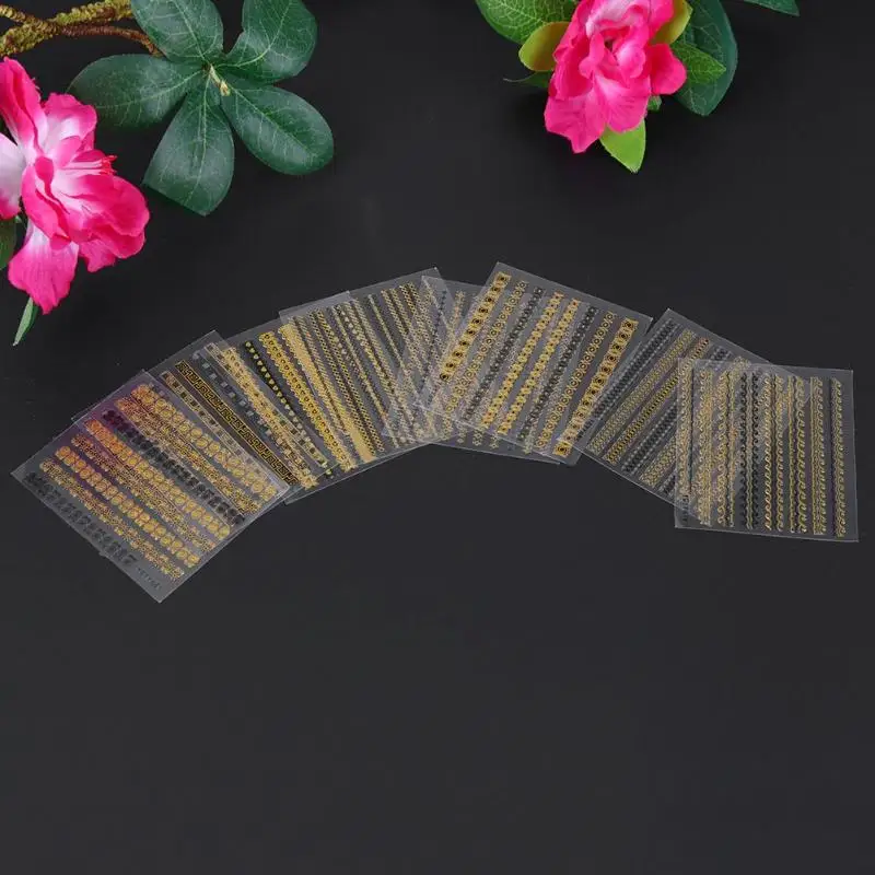 24 шт./лот блестящие DIY наклейки для ногтей 3D штампы маникюрные
