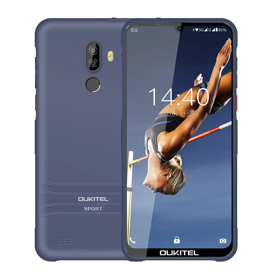 OUKITEL Y1000 6,08" Android 9,0 IP68 в виде капли воды, 19,5: 9 MT6580P 2 Гб оперативной памяти, 32 Гб встроенной памяти, 3600 мА/ч, Fingerprint смартфон 5 V/1A мобильного телефона - Цвет: Blue