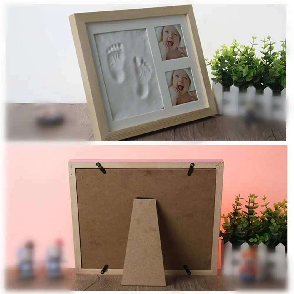 

Hot Baby Photo Frame Inkpad Set DIY Cute Hand Foot Print Mold Maker with Cover Fingerprint Mud Baby Growth Memorial Birthday Gif