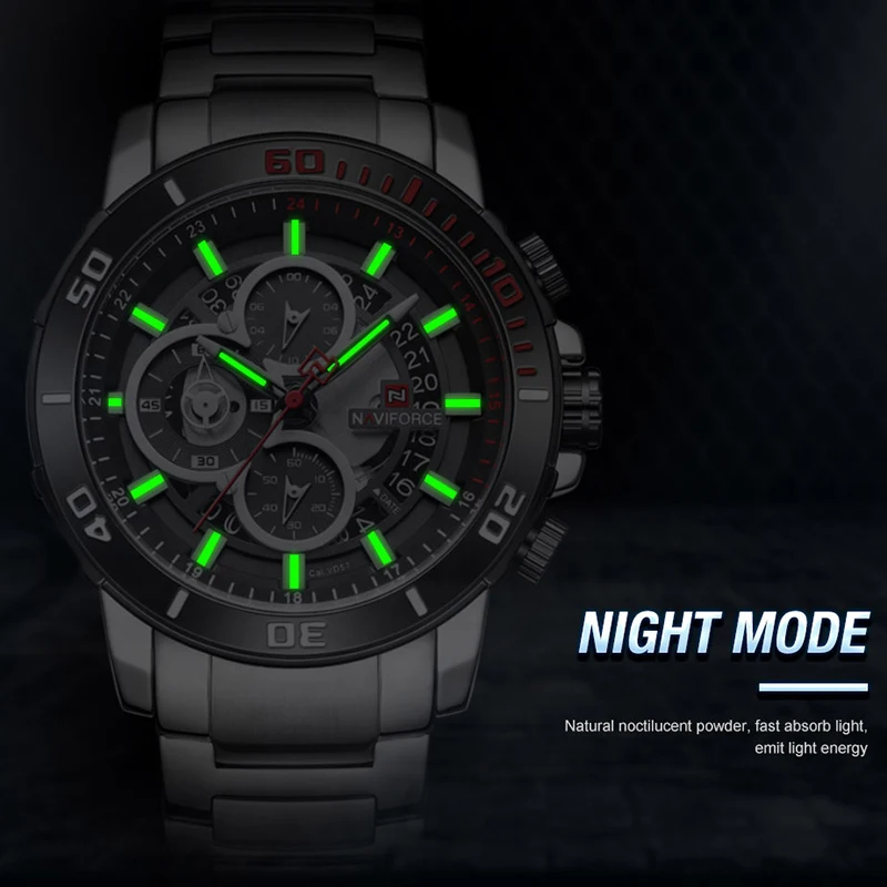 Мужские часы NAVIFORCE от ведущего бренда, модные повседневные кварцевые наручные часы с хронографом, мужские часы из нержавеющей стали
