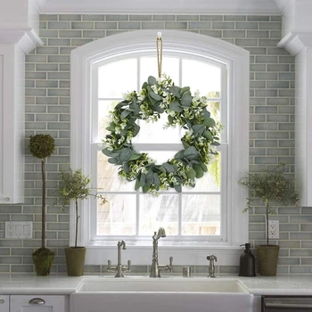 

fashionable eucalyptus wreath door window wall decoration DIY creative artificial green leaf environmental protection wreath