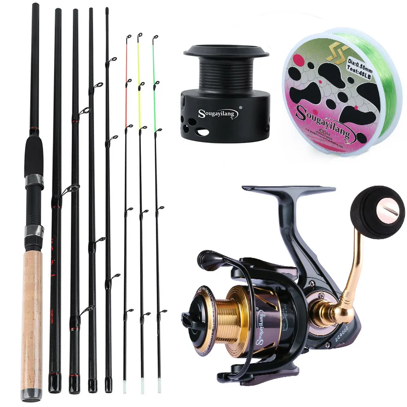 

Sougayilang 6 Section M Power Carbon Fiber Spinning Rod with 13 +1BB Braking System Spinning Reels Combo Pesca
