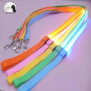 

Nylon Dog LED Leash Durable LED Flashing Glow In Dark Dog Leash Rope Lighting Pet Night Outdoor Rope Belt Luminous Pet Supplies
