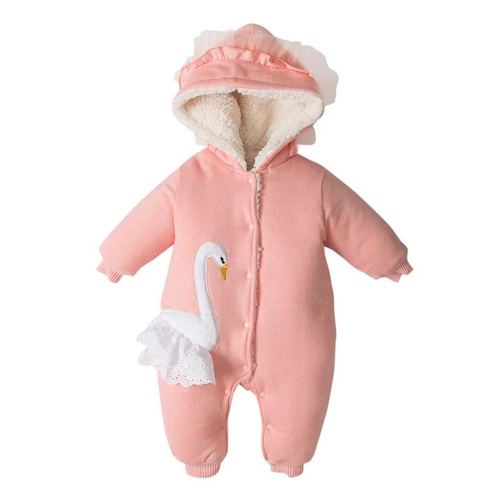 Осенне-зимний комбинезон с капюшоном, зимний комбинезон для новорожденных, зимняя одежда, пальто, теплый комбинезон для мальчиков, пуховая хлопковая зимняя одежда, боди# G3 - Цвет: Розовый
