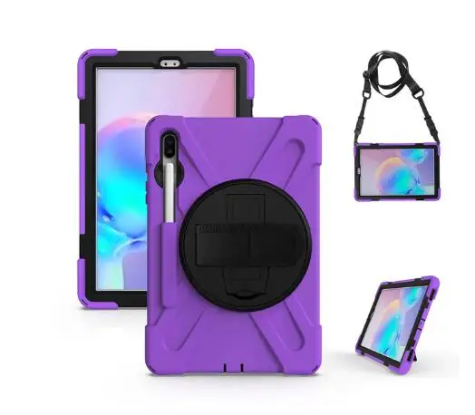 Силиконовый чехол на 360 градусов для samsung Galaxy Tab S6 10,5 T860 T865, чехол для планшета, для детей, противоударный, сверхмощный, с подставкой, держатель - Цвет: Purple