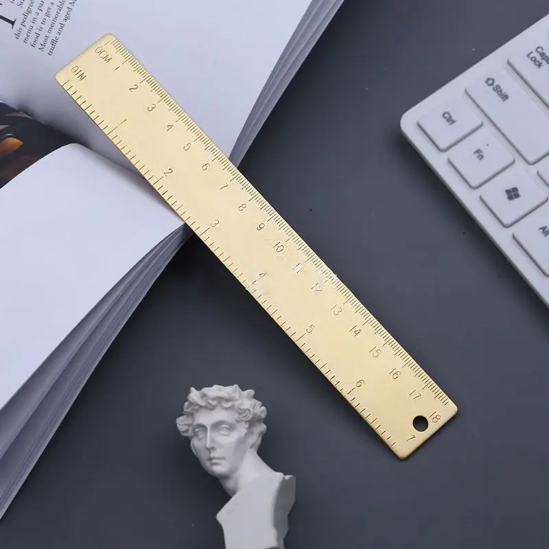 New 18cm Brass Ruler Bookmark Label Book Mark Cartography Painting Measuring Tool