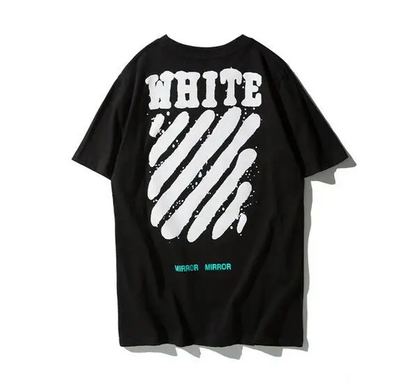 Новинка Off-White OW косая полоска унисекс пара влюбленных моделей хлопок Мода Круглый вырез короткий рукав Футболка