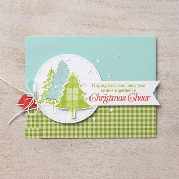 

Christmas Cheer Tree Metal Cutting Dies and Rubber Stamps for Scrapbooking Craft Stencil Card Make Album Sheet Decoration