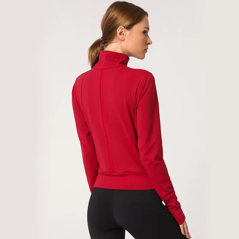

2019 Autumn And Winter New Style Yoga Fitness Sports Jacket Women's Stand Collar Slim Fit Gym Zip Jacket Yoga Clothes