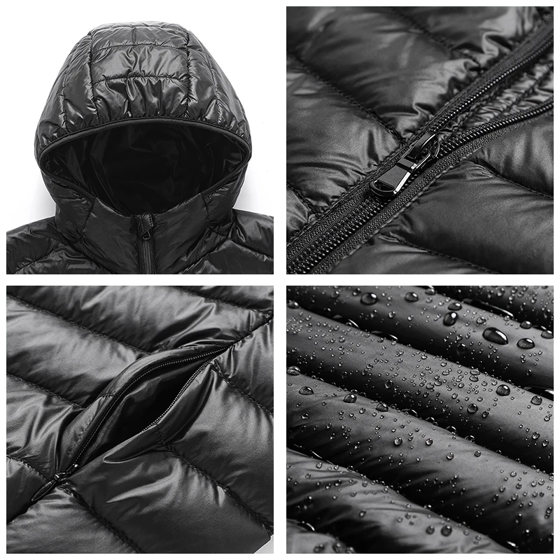 Men\'s 2021 Winter New Light Packable Down Jacket Men Autumn Fashion Slim Hooded Jacket Coat Plus Size Casual Brand Down Jackets