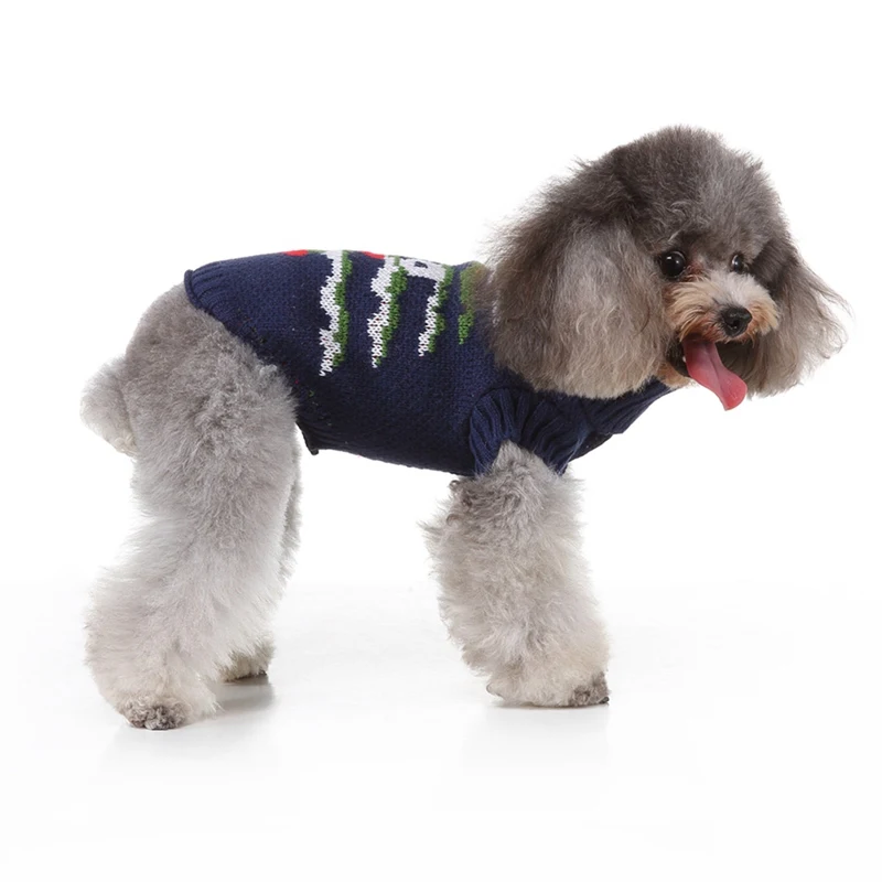 Pet Рождество серии свитер шерстяные пальто Чихуахуа Санта Клаус теплая вязаная Одежда Щенок зимние наряды для маленьких средних собак