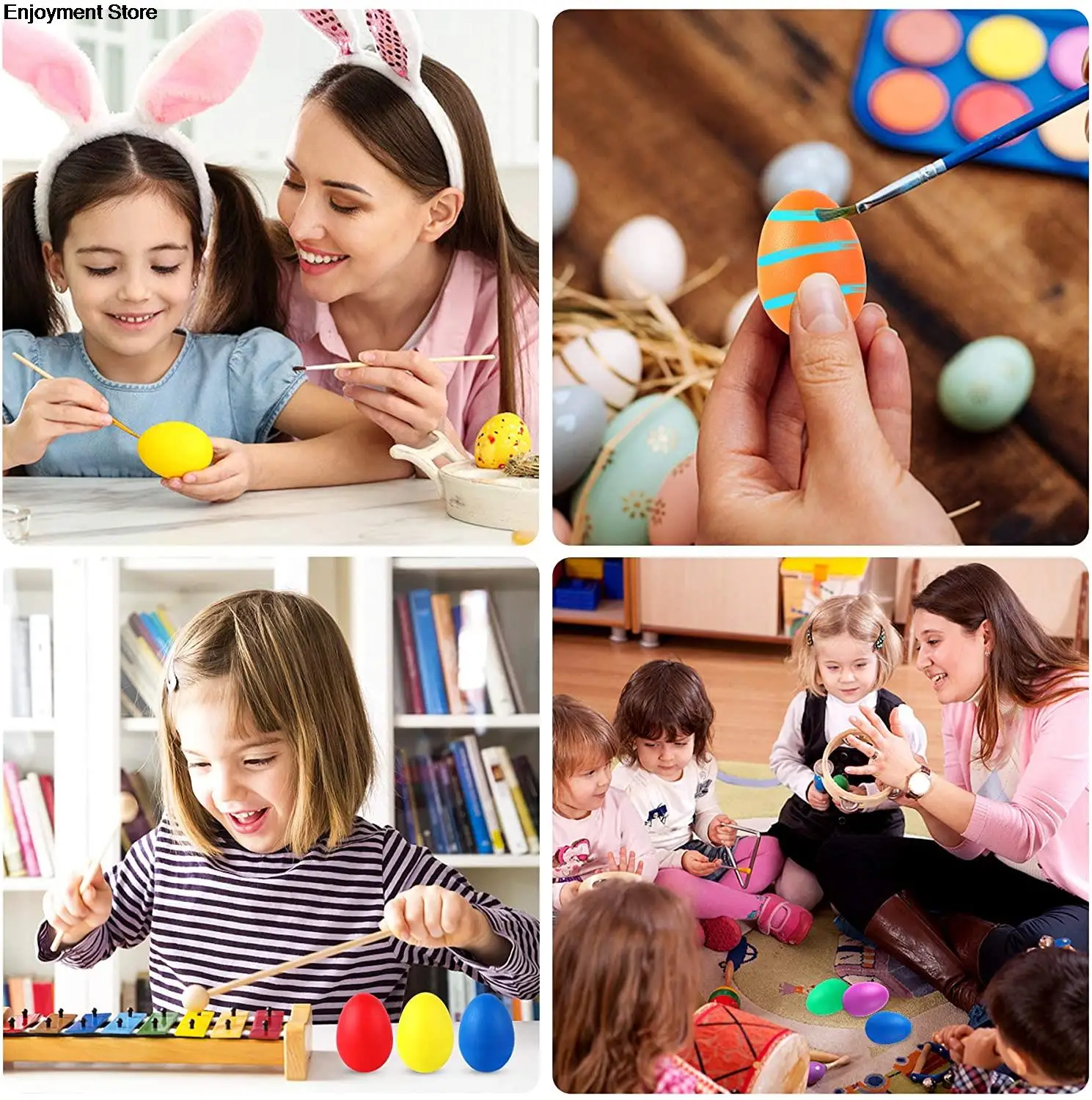 20pcs Plastic Percussion Maracas Shaker Colorful Musical Sound Egg Musical Instrument Baby Toddler Childre Toy