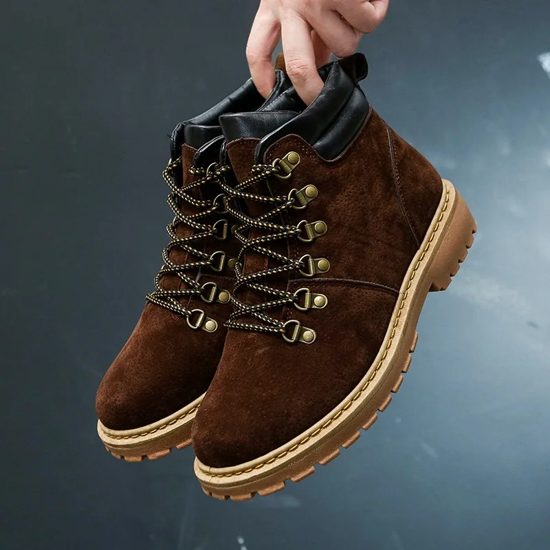Мужские ботинки Martens кожаная зимняя теплая обувь мотоциклетные мужские