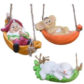 

ANIMAL SWING STATUE RESIN DWARFS GNOME DECOR STATUE FOR GARDEN ORNAMENTS DECORATIONS GNOME DWARFS