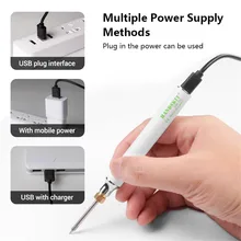 Kit de fer à souder électrique 10W, outil de soudage USB, jeu de pointes de soudage, température réglable 330 450 ℃, outils de réparation de chauffage en céramique