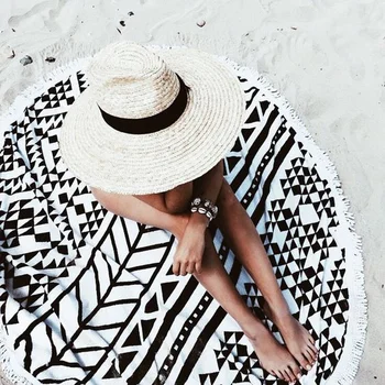 

Island Swimsuit Wrapped Shawl Round Tropical Beach Oversize Towel for Seaside Holidays Circular Beach Mat Blanket Printed BA6