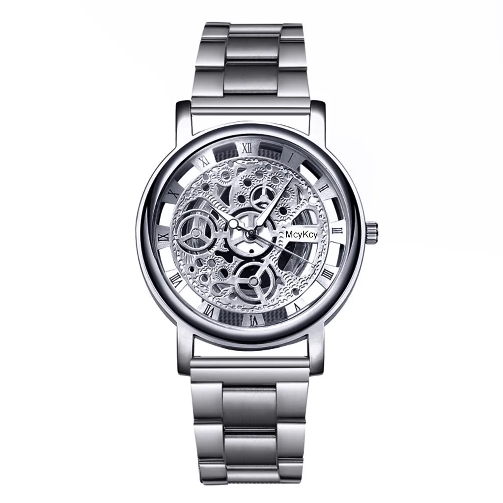 Роскошные мужские часы кварцевые нержавеющая сталь циферблат повседневные