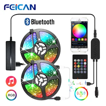 

LED Strip Bluetooth & Music Sync RGB Lights for Room 12V SMD5050 2835 5M 10M 15M Smart Phone+Remote Control LED Light Strips