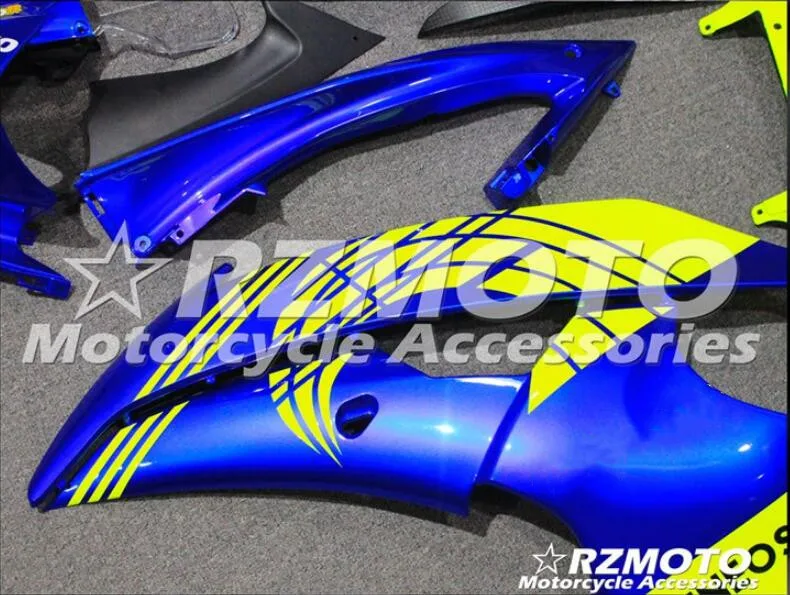 4 подарки набор впрыскивателей Мотоцикл Обтекатели Fit для YAMAHA YZF-R6-600 2008- 08-16 обтекатель КУЗОВ комплект синего и желтого цвета