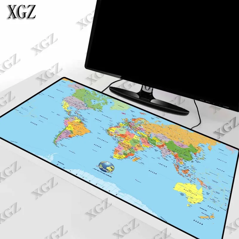 Большой коврик для мыши XGZ 900x4 0/700x30 0/600x300 мм с картой мира резиновый игровой краями