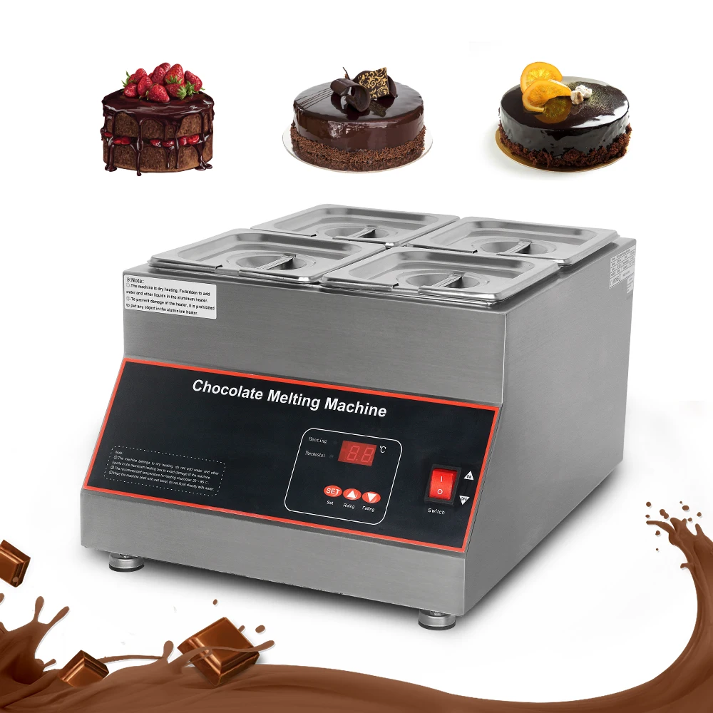 double tanks commercial sugar dispenser 5l 5l automatic bubble tea fructose machine ITOP 4 Tanks Chocolate Melting Machine Digital Chocolate Warming Furnace Commercial Stainless Hot Chocolate Pots Air Heating