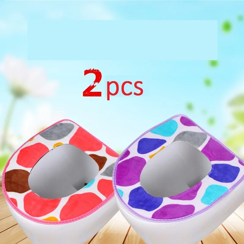 C purple pink 2pcs Радужные полосатые Чехлы для сиденья унитаза на молнии для туалета зимние теплые подушки Универсальный Размер удобный коврик для унитаза - Цвет: C purple pink 2pcs