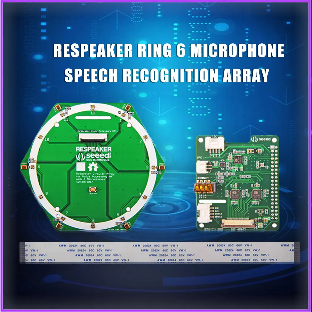 Для Raspberry Pi 4 модуль B ReSpeaker кольцо 6 микрофон распознавание речи массив для pi zero/3B