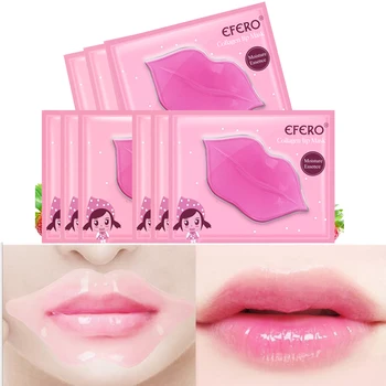 

EFERO 20pcs Collagen Crystal Lip Mask Lips Plumper Moisturizing Hydrating Nourishing Lip Enhancer Wrinkle Gel Patches Pads
