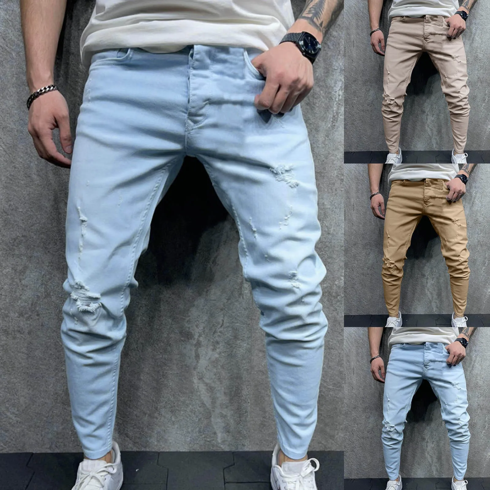 2021 Men's Casual Jeans Zipper Open Placket Water Milled Feet Woven Feet Trousers High Quality Daily Simple Jeans Штаны Мужские 1