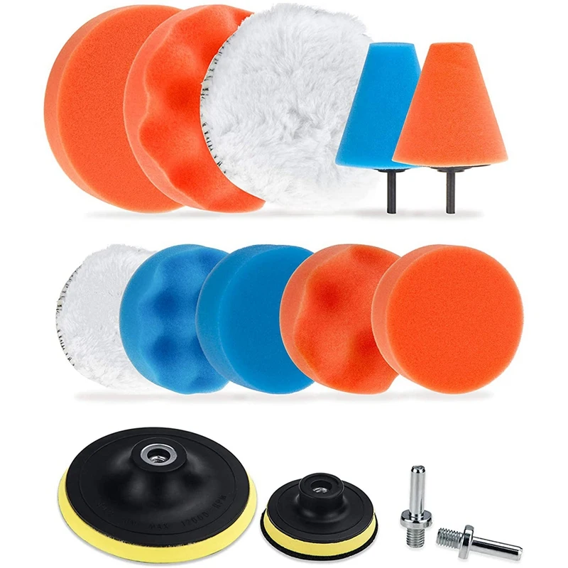 Car Polishing Pad, 14Pcs 3 Inch / 5 Inch Car Foam Waxing Buffing Pad Kit Compatible with Car