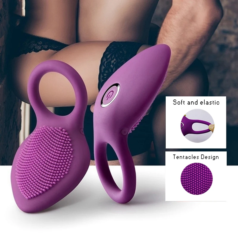 Penis Ring Vibrating Clitoris Stimulator G Spot Sex Toys for Couple Vibro Delay Lick Vagina Orgasm Lock Fine Sleeve Vibrator | Красота и