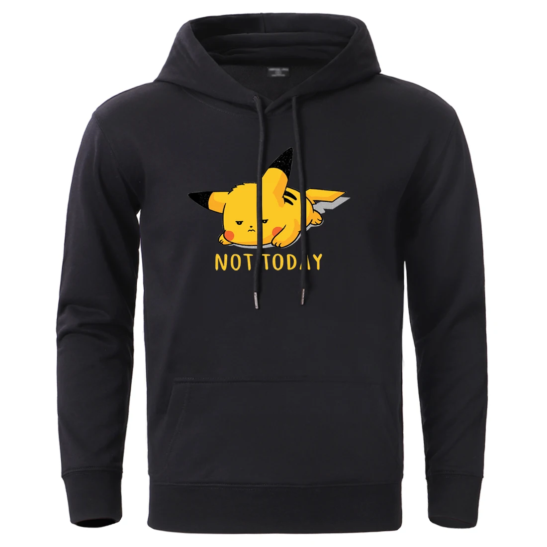 

Pikachu Not Today Japan Anime Hooded Sweatshirts 2020 Male Loose High Quality Pullovers Tracksuits Mens Winter Casual Sportswear